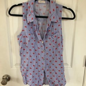 Blue button up tank